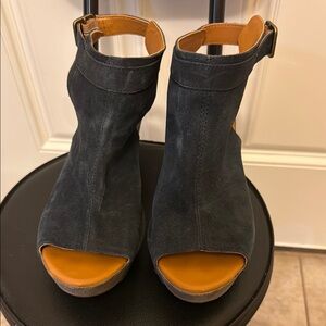 Kork-Ease Black Ankle Booties with Suede Finish and Side buckle